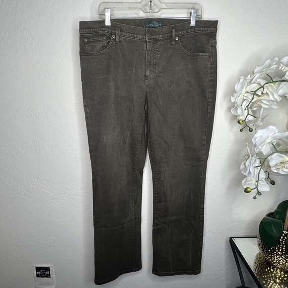 LRL Lauren Jeans Co. Jeans Womens 16 Green Classic Straight Mid Rise Denim - Picture 1 of 4